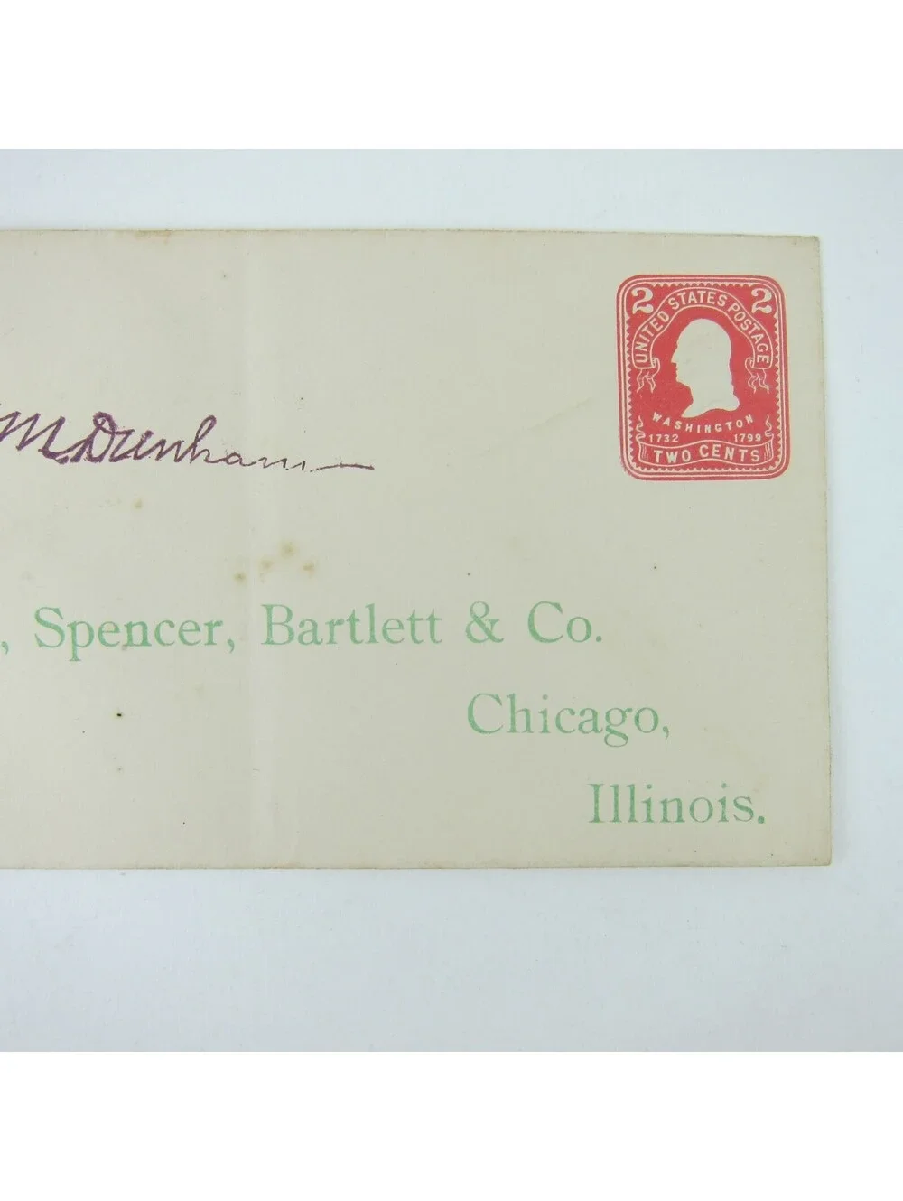 US Postal Stationery Hibbard Spencer Bartlett & Co Chicago Illinois 2c Antique